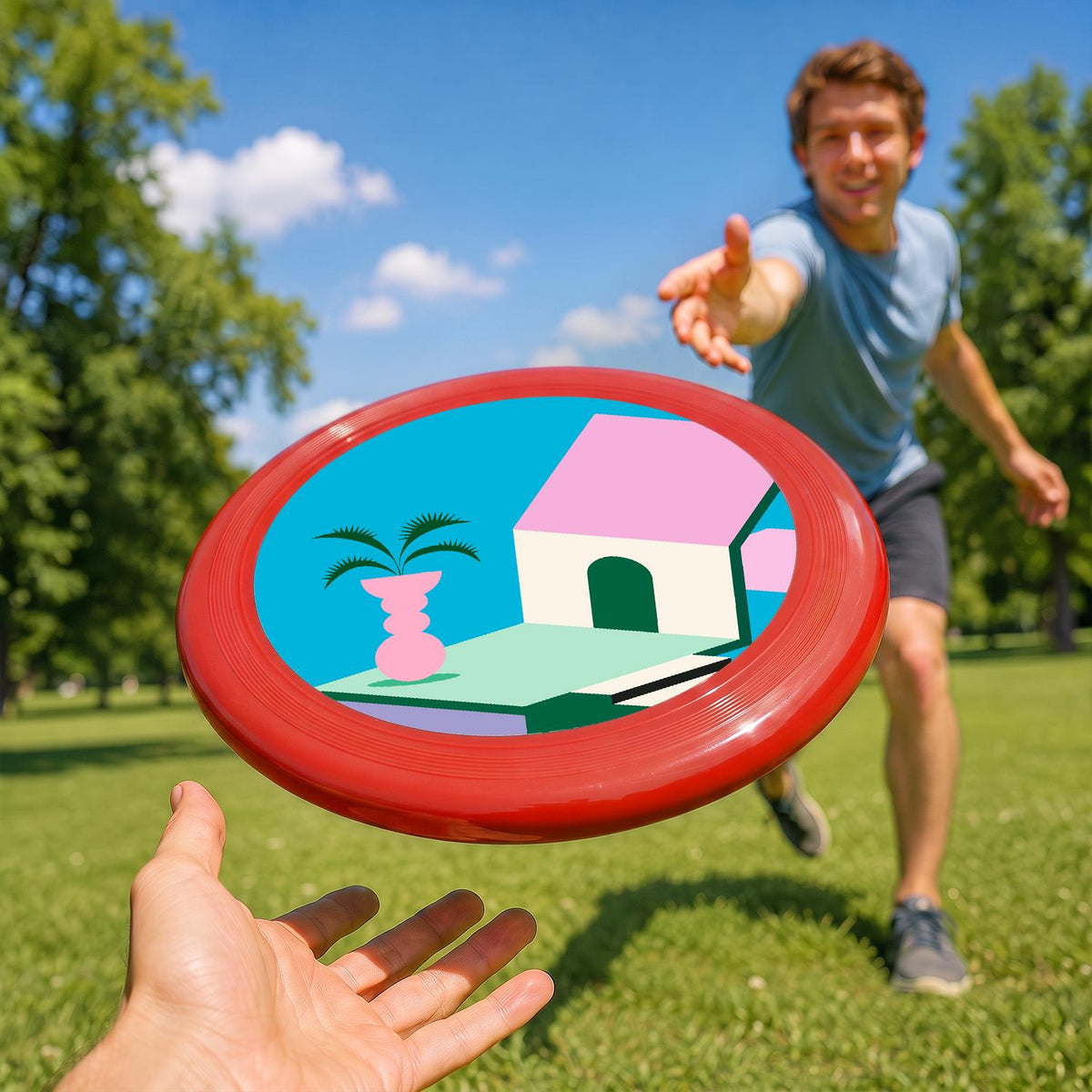 Pink Coastal House (Paint by Numbers Flying Disc)
