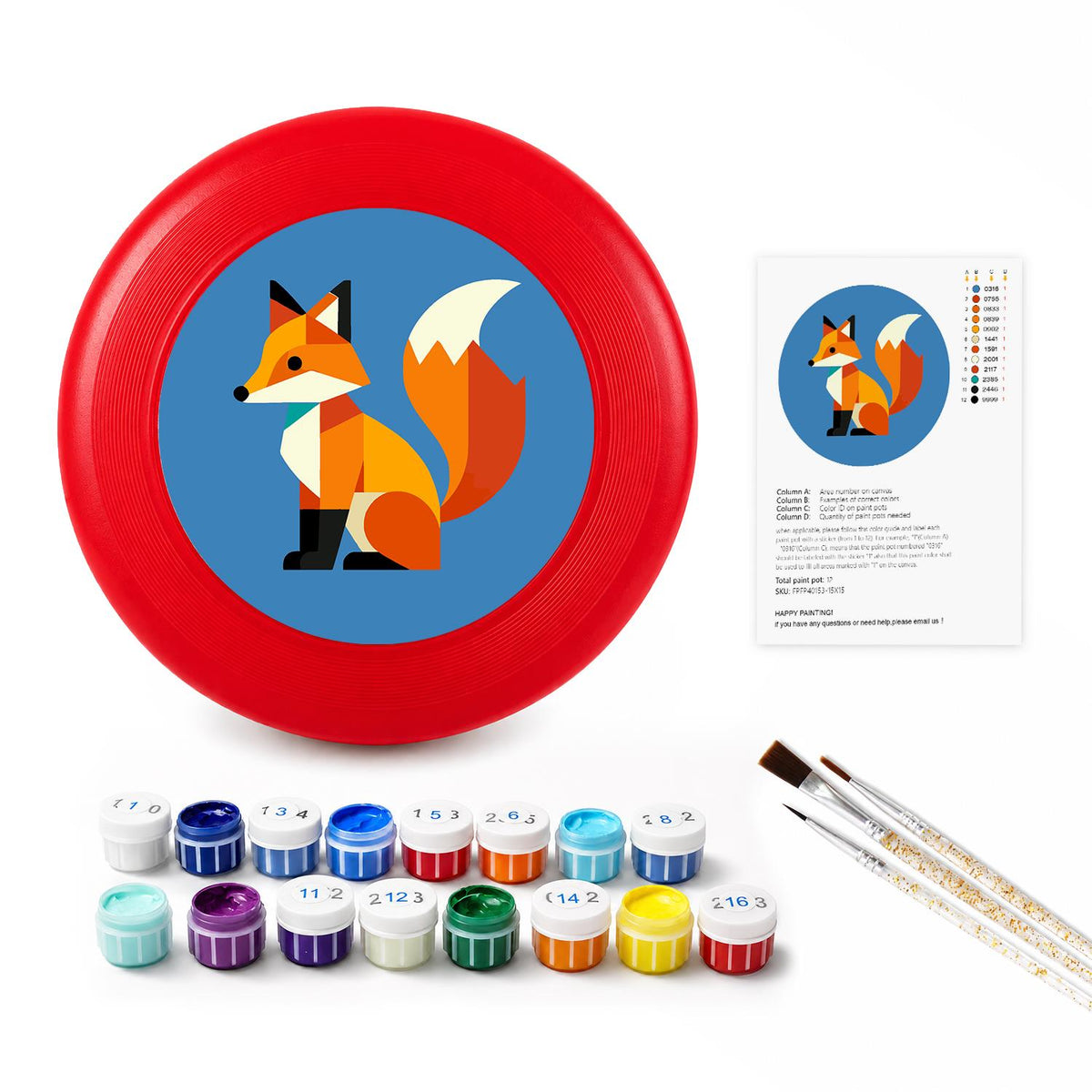 Patchwork Fox (Paint by Numbers Flying Disc)