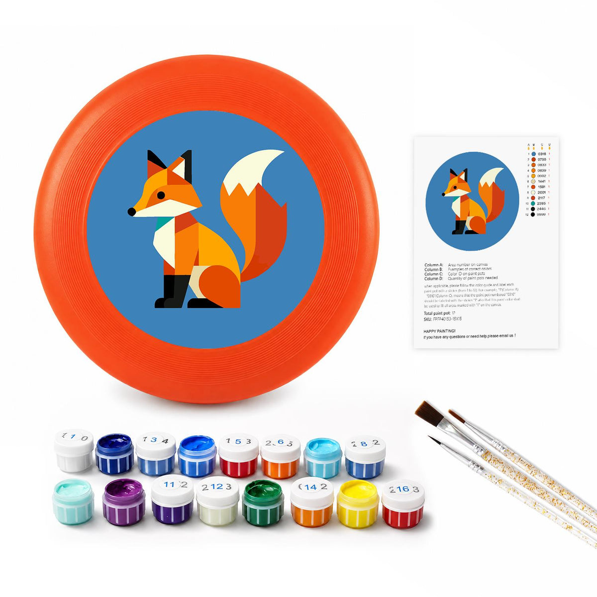 Patchwork Fox (Paint by Numbers Flying Disc)