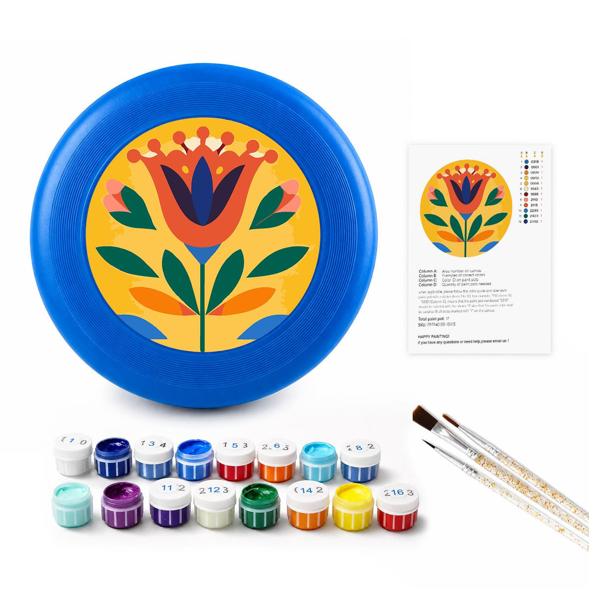 Yellow Folk Flower (Paint by Numbers Flying Disc)