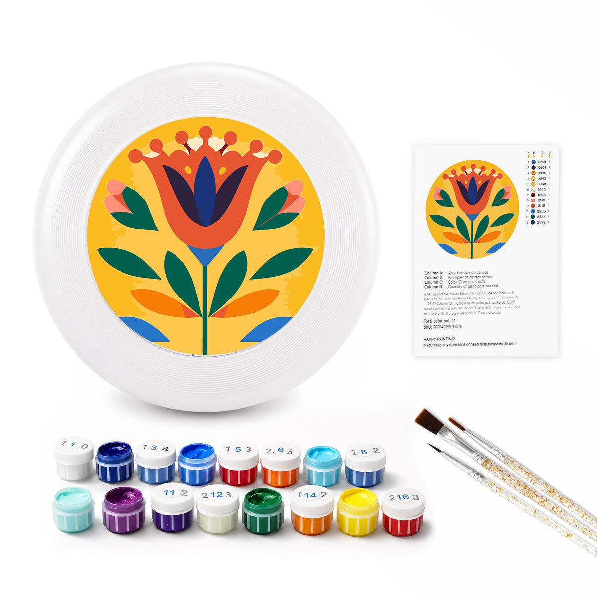 Yellow Folk Flower (Paint by Numbers Flying Disc)