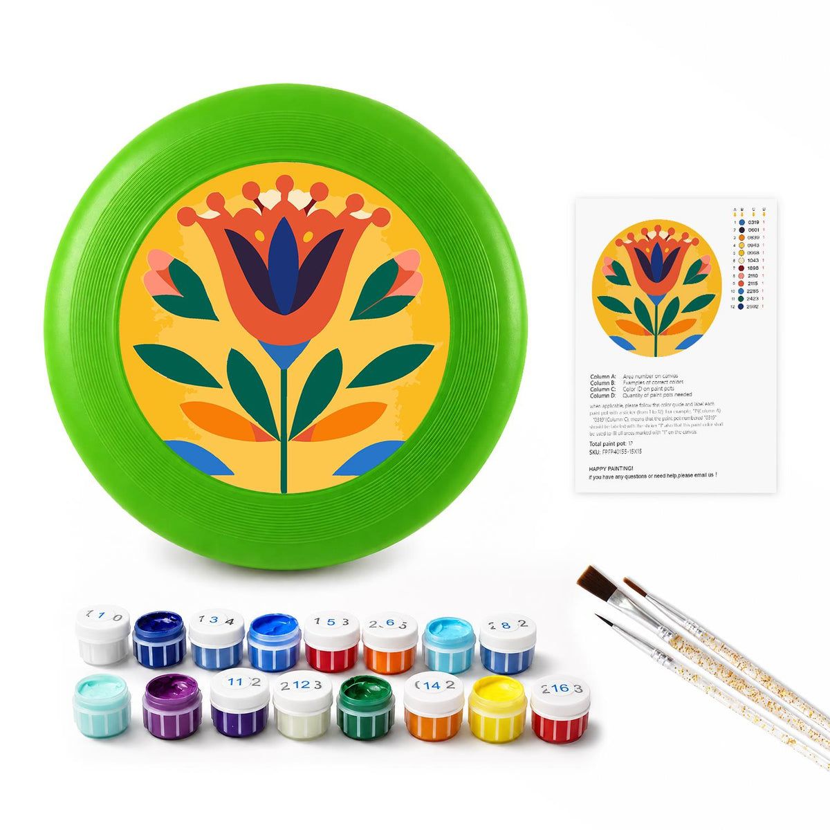 Yellow Folk Flower (Paint by Numbers Flying Disc)