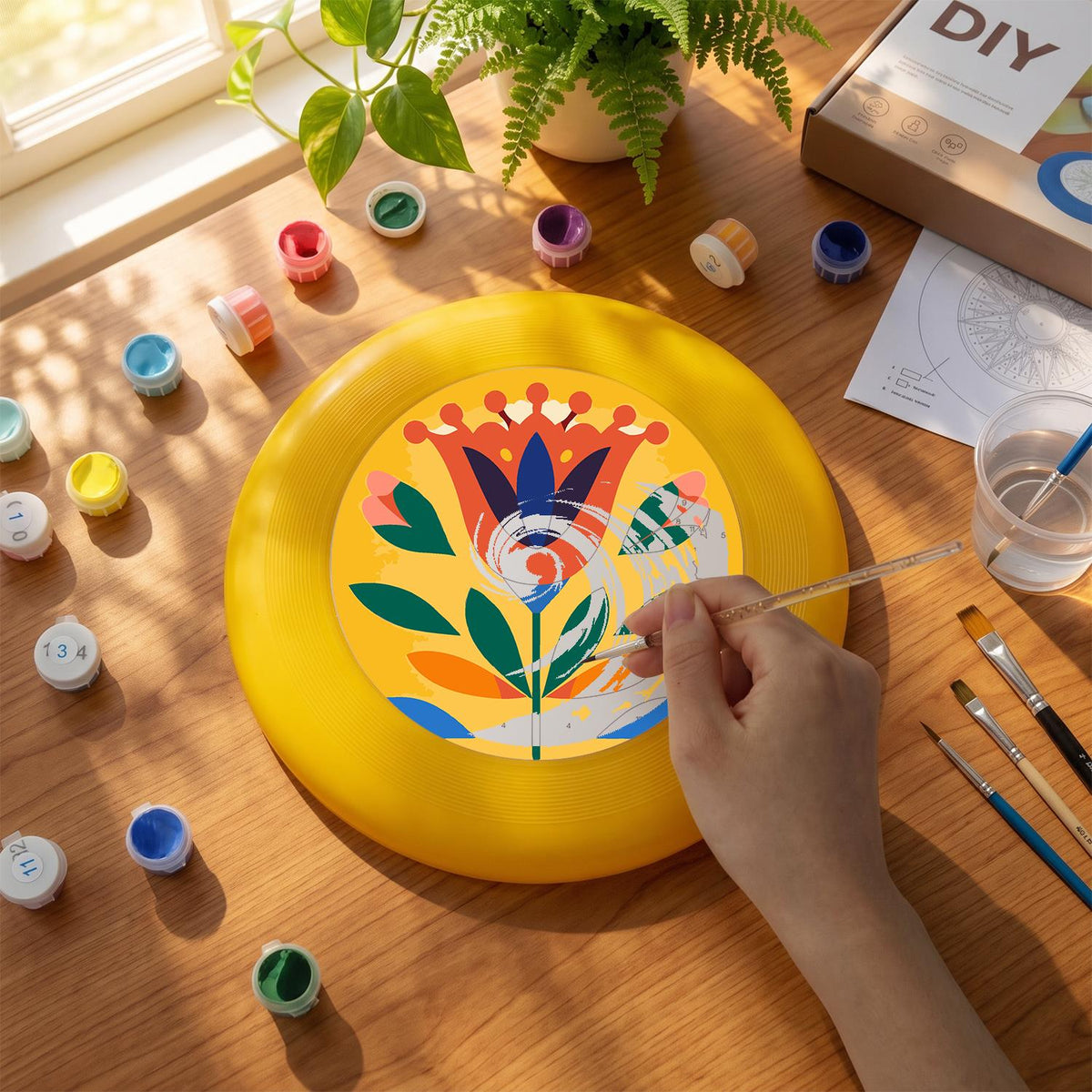 Yellow Folk Flower (Paint by Numbers Flying Disc)