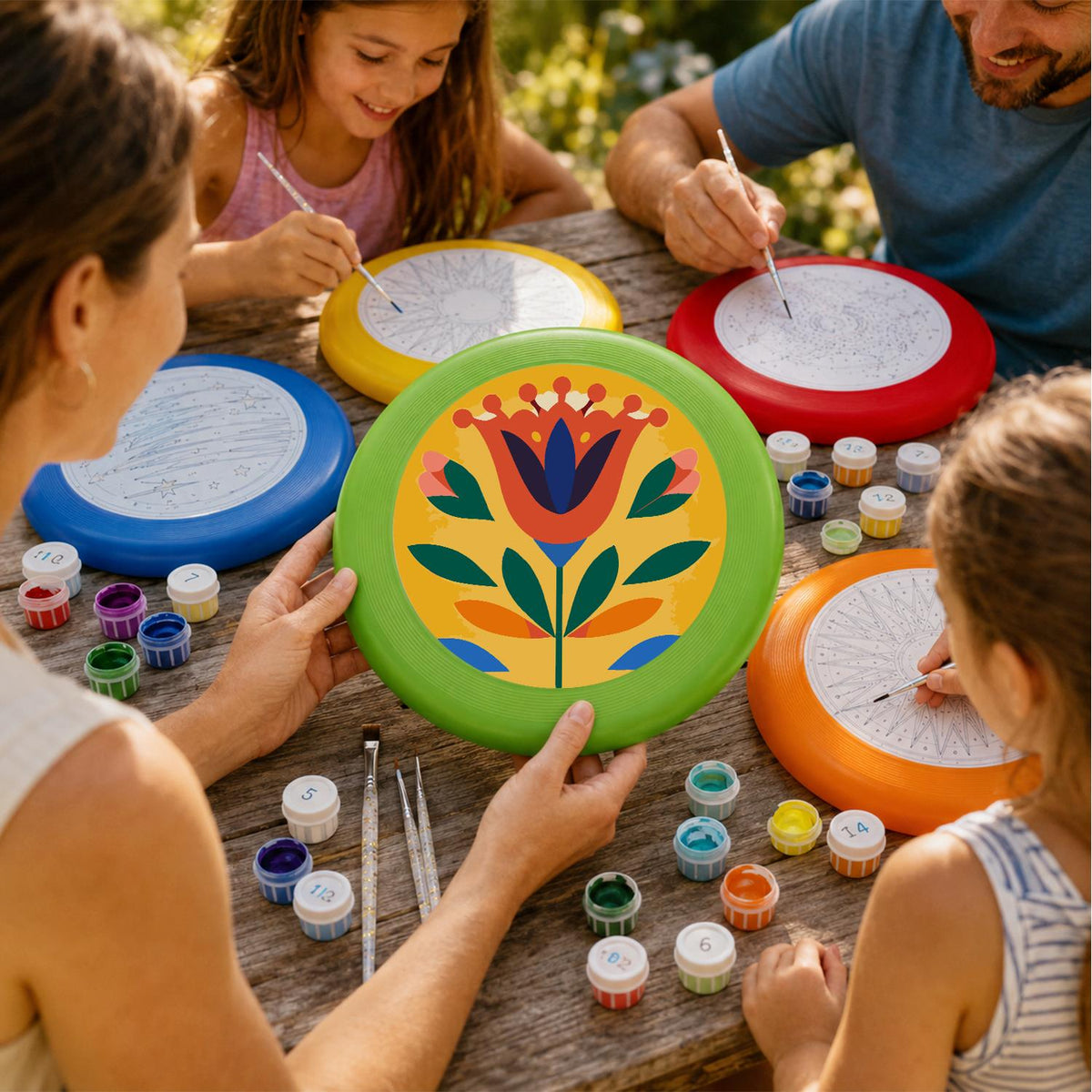 Yellow Folk Flower (Paint by Numbers Flying Disc)