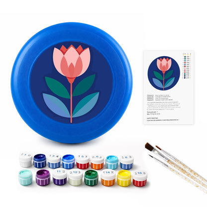 Pink Tulip on Navy (Paint by Numbers Flying Disc)