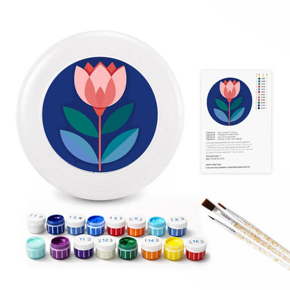 Pink Tulip on Navy (Paint by Numbers Flying Disc)