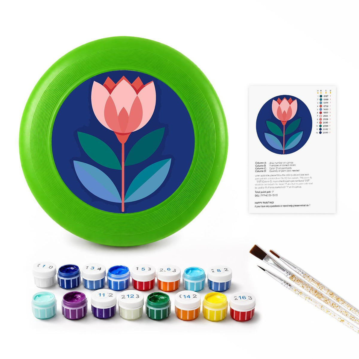 Pink Tulip on Navy (Paint by Numbers Flying Disc)