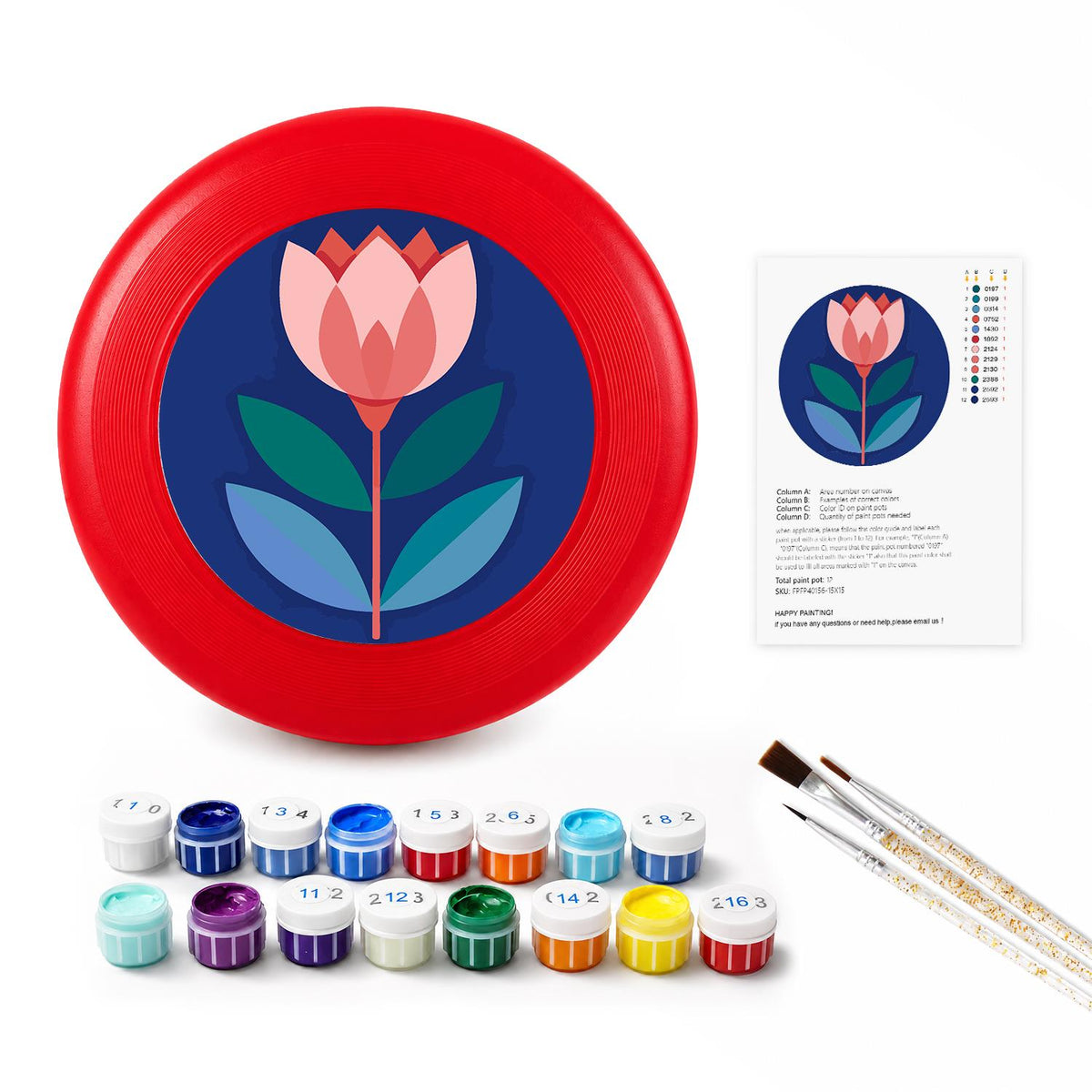 Pink Tulip on Navy (Paint by Numbers Flying Disc)