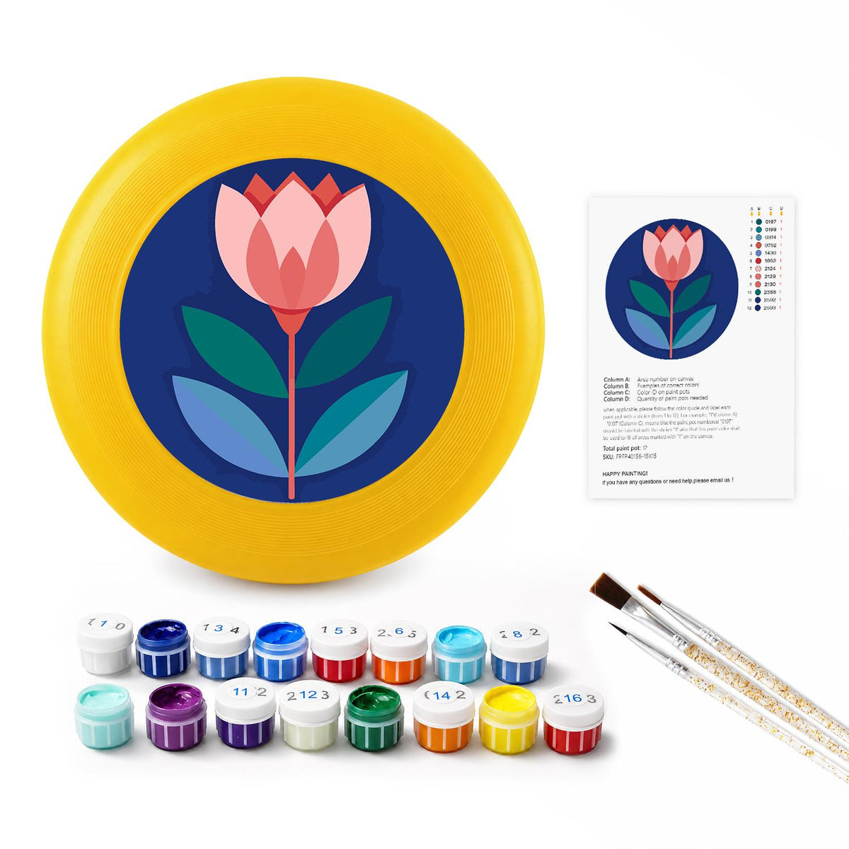 Pink Tulip on Navy (Paint by Numbers Flying Disc)