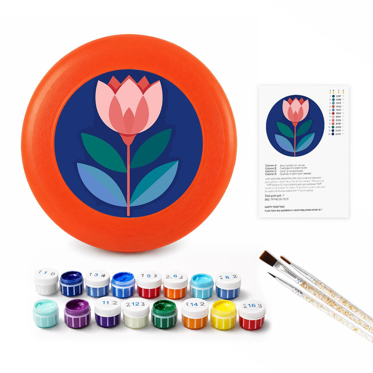 Pink Tulip on Navy (Paint by Numbers Flying Disc)
