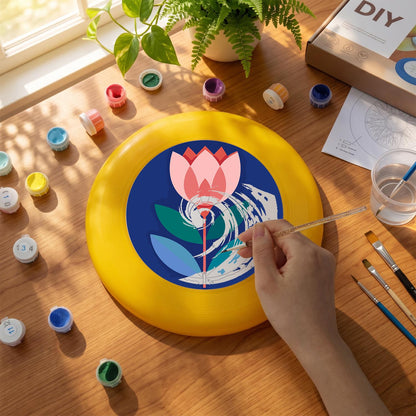 Pink Tulip on Navy (Paint by Numbers Flying Disc)