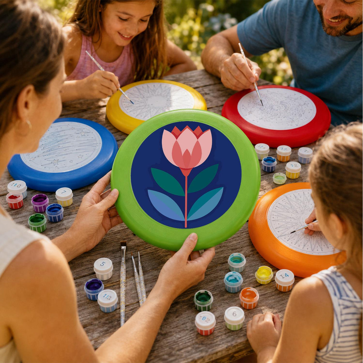 Pink Tulip on Navy (Paint by Numbers Flying Disc)