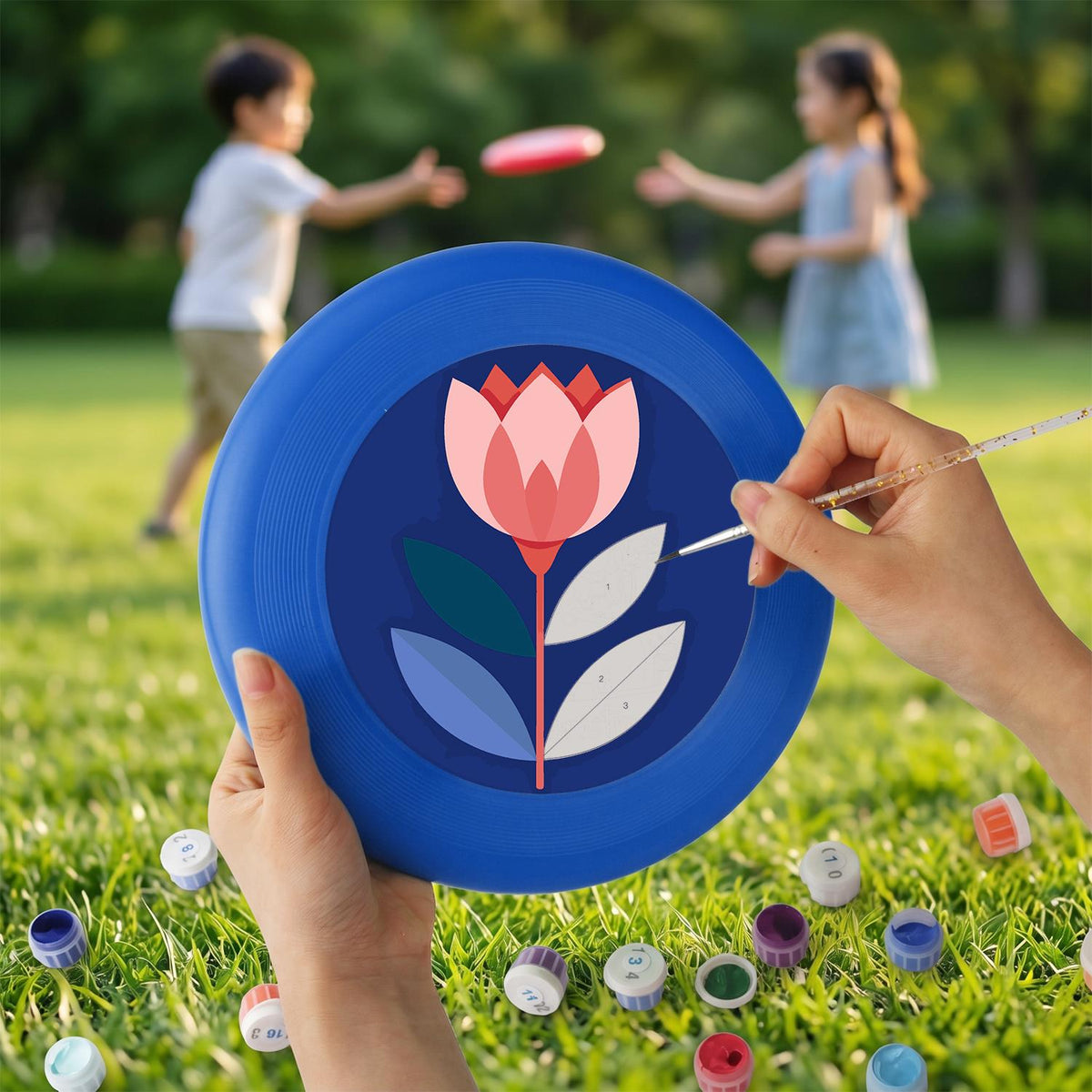 Pink Tulip on Navy (Paint by Numbers Flying Disc)