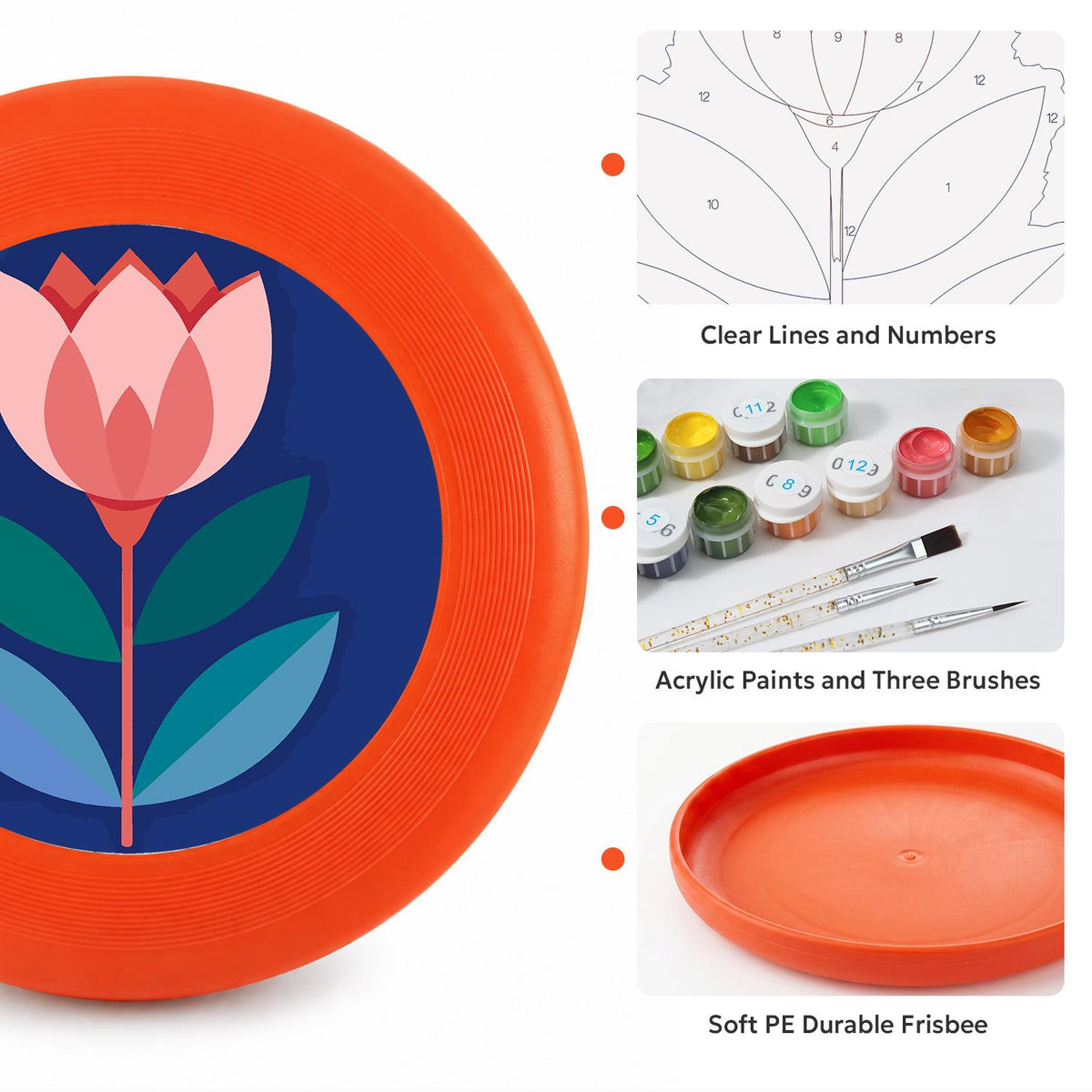 Pink Tulip on Navy (Paint by Numbers Flying Disc)