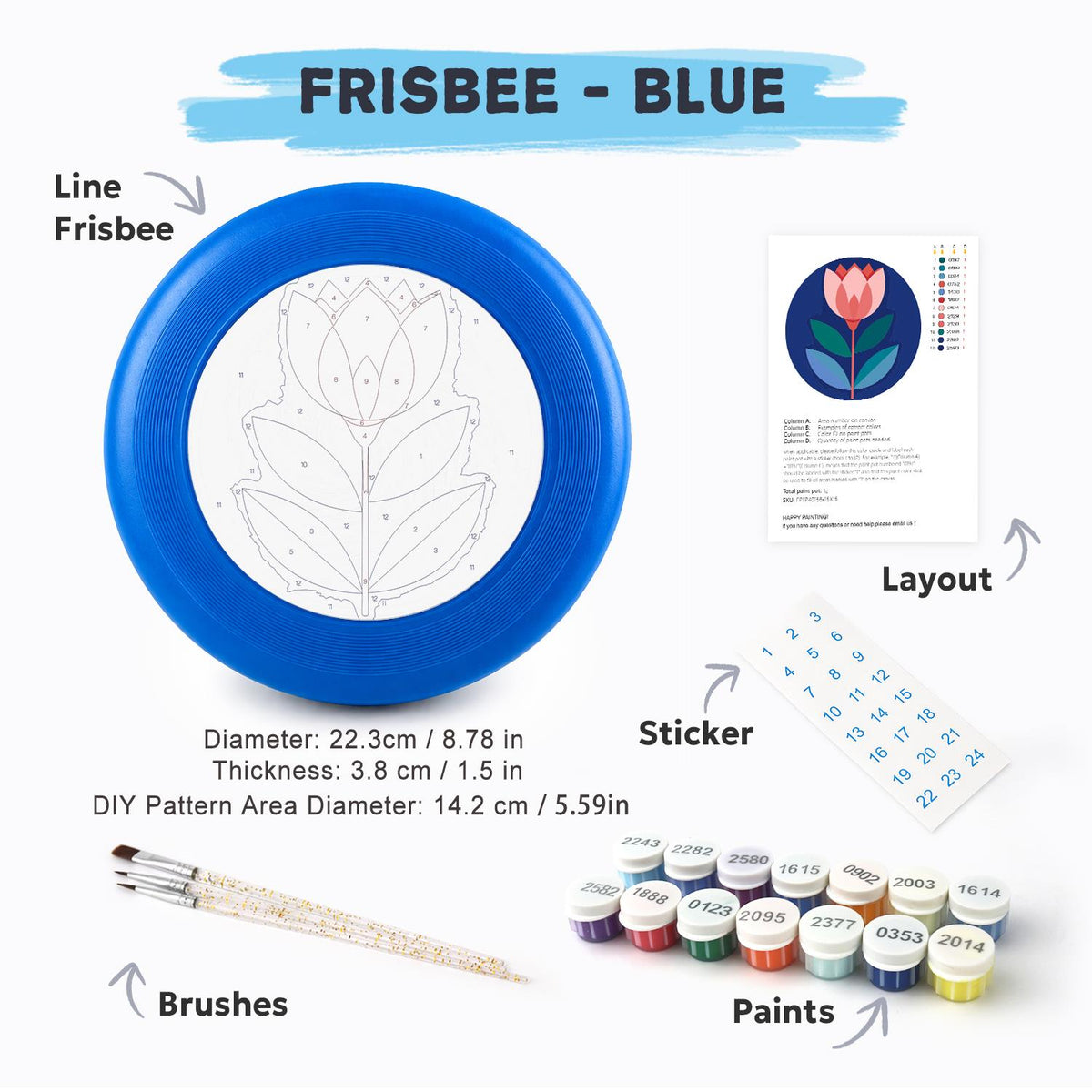Pink Tulip on Navy (Paint by Numbers Flying Disc)