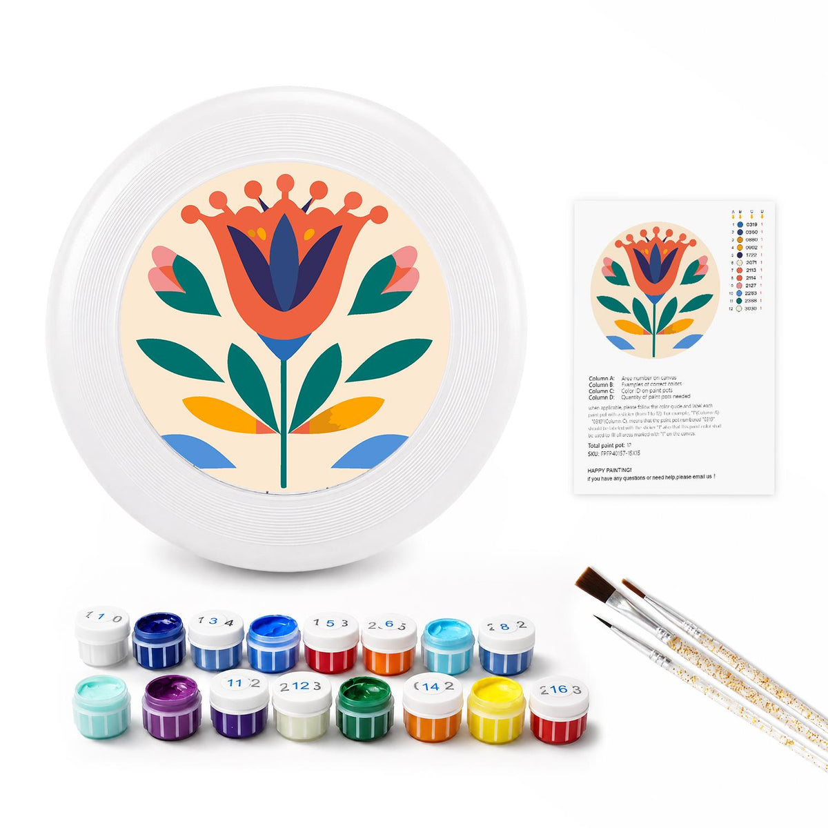 Cream Folk Flower (Paint by Numbers Flying Disc)