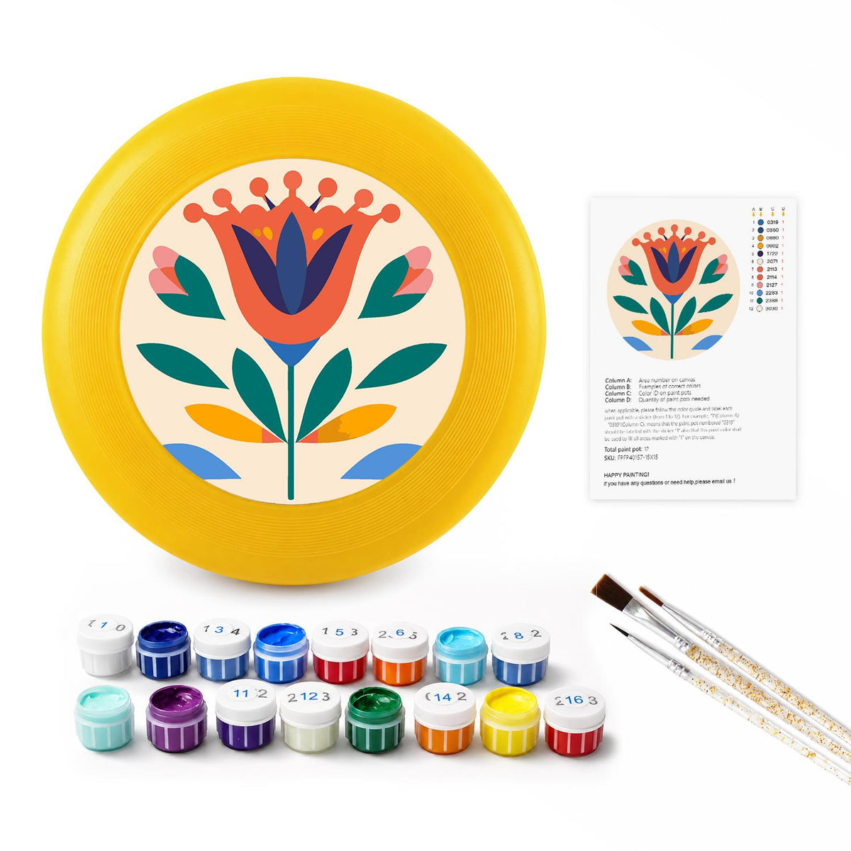 Cream Folk Flower (Paint by Numbers Flying Disc)