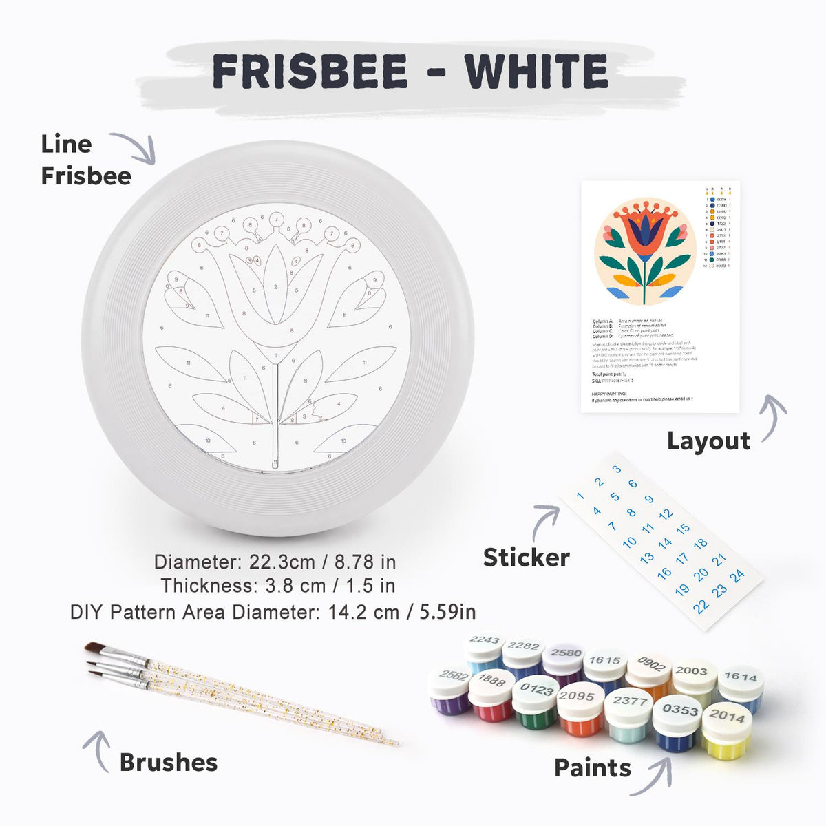 Cream Folk Flower (Paint by Numbers Flying Disc)