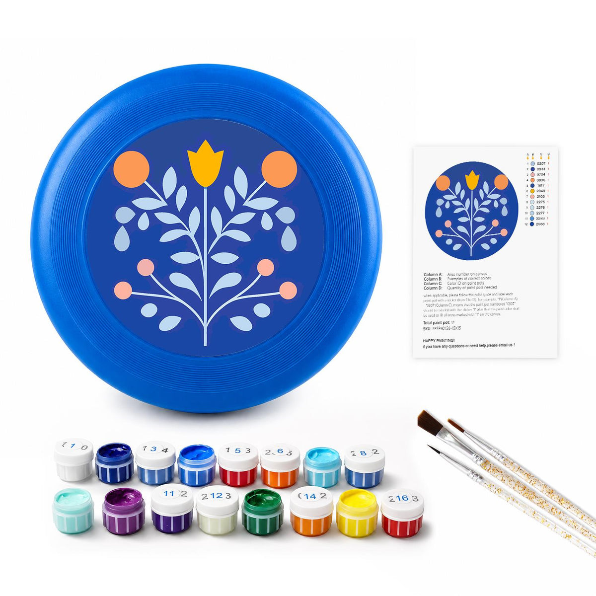 Blue Botanical Tree (Paint by Numbers Flying Disc)