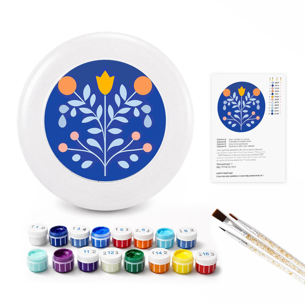 Blue Botanical Tree (Paint by Numbers Flying Disc)