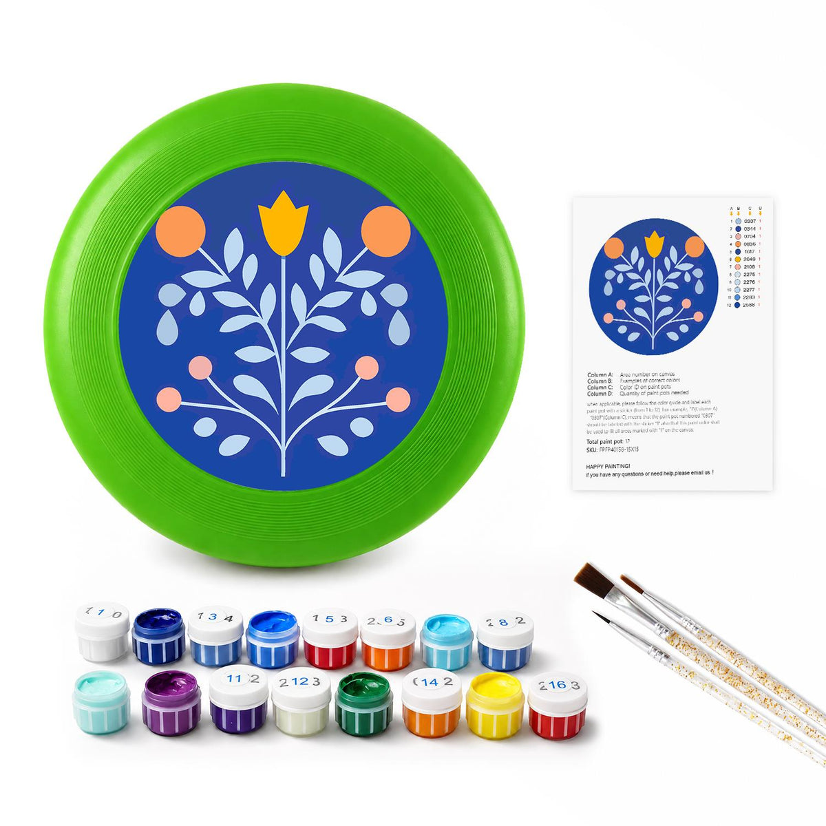 Blue Botanical Tree (Paint by Numbers Flying Disc)