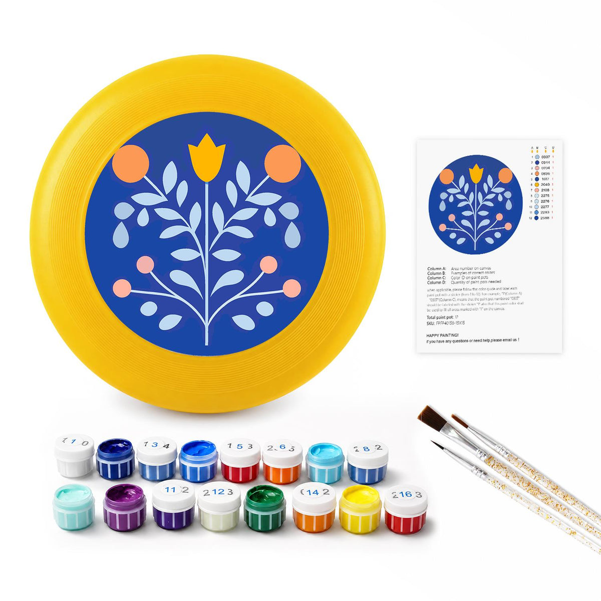 Blue Botanical Tree (Paint by Numbers Flying Disc)