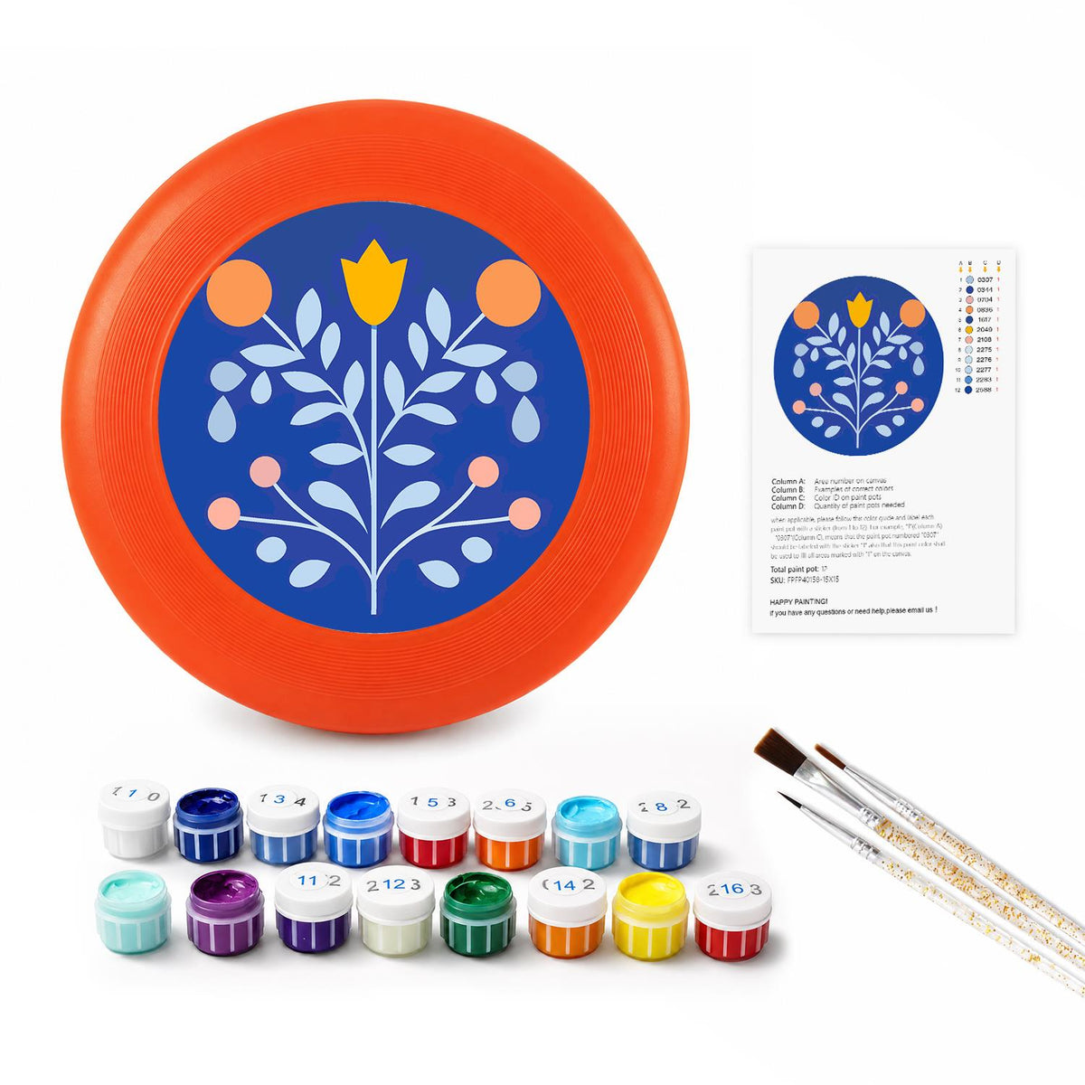 Blue Botanical Tree (Paint by Numbers Flying Disc)