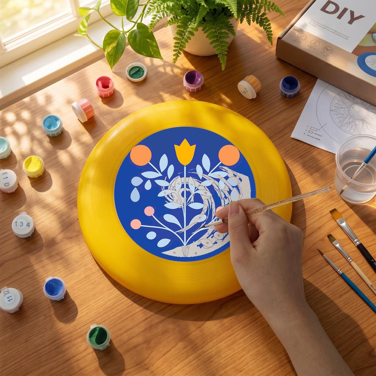 Blue Botanical Tree (Paint by Numbers Flying Disc)