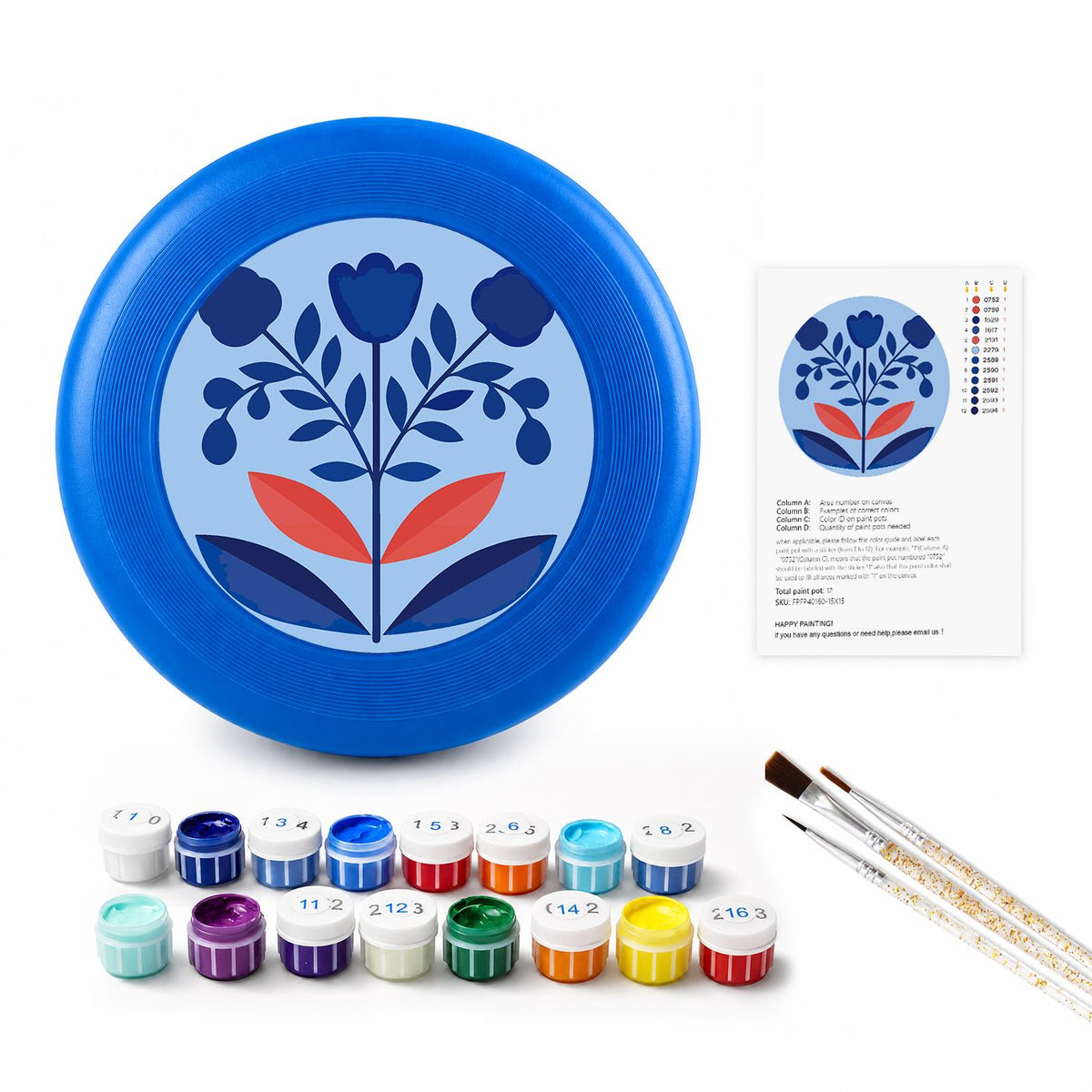 Blue Leaf Bouquet (Paint by Numbers Flying Disc)