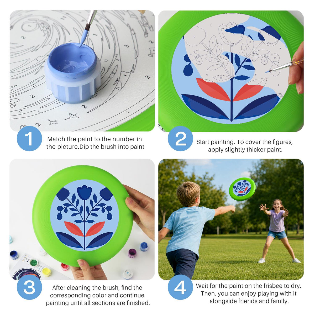 Blue Leaf Bouquet (Paint by Numbers Flying Disc)
