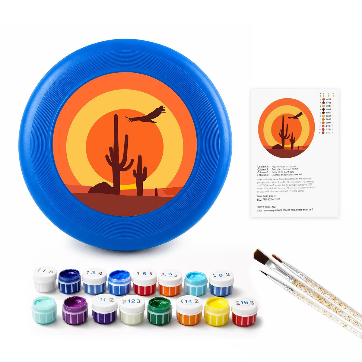 Desert Cactus Sunset (Paint by Numbers Flying Disc)