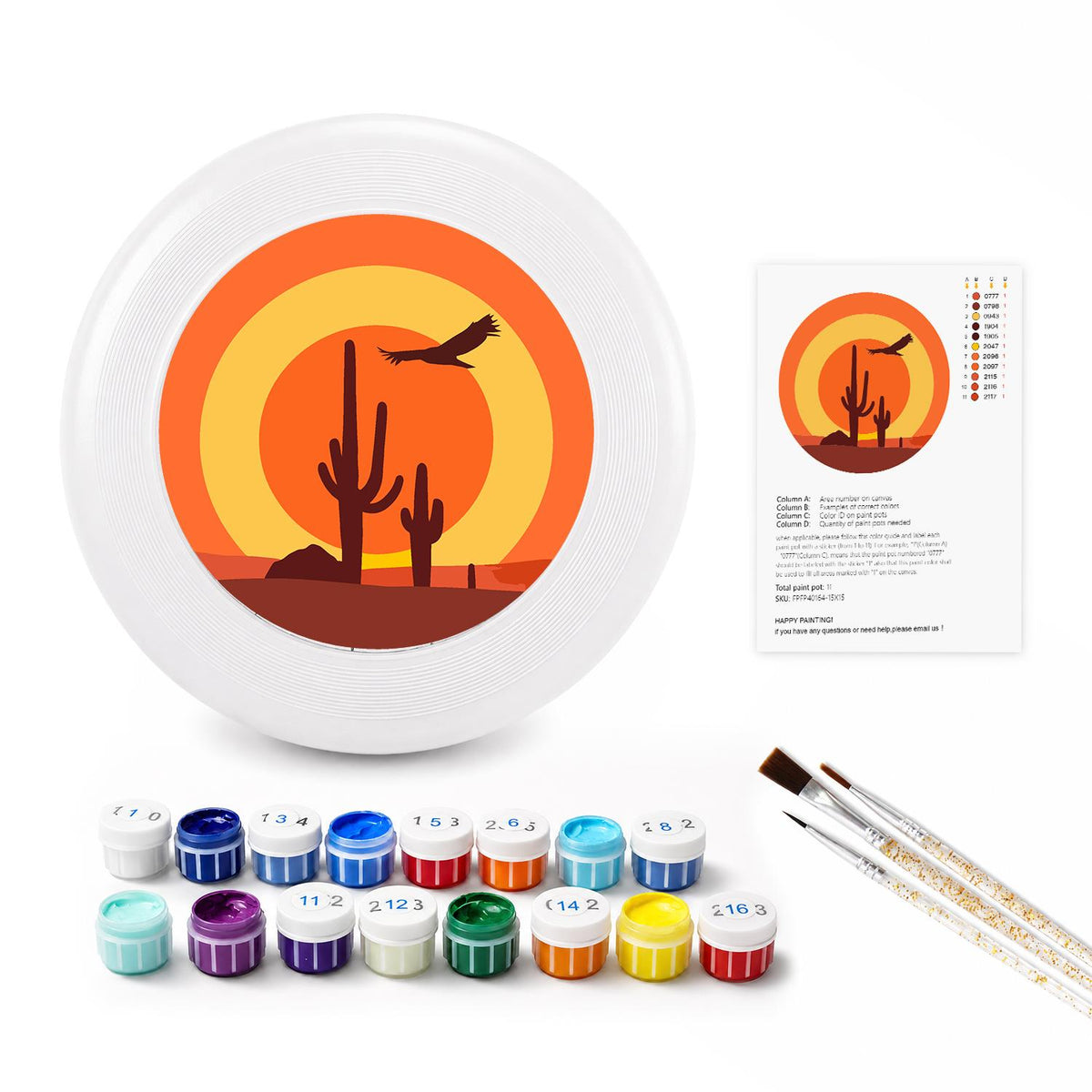 Desert Cactus Sunset (Paint by Numbers Flying Disc)