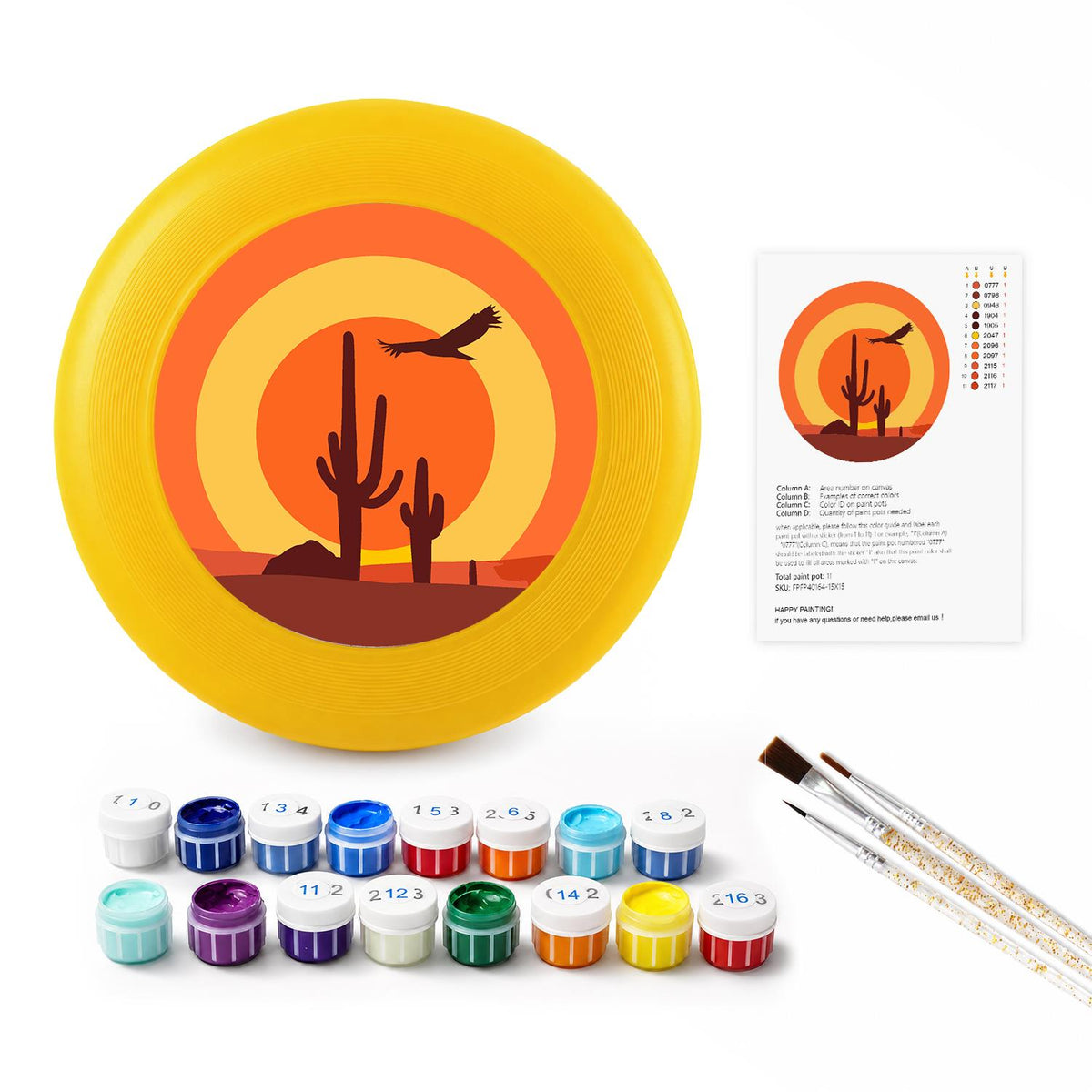 Desert Cactus Sunset (Paint by Numbers Flying Disc)