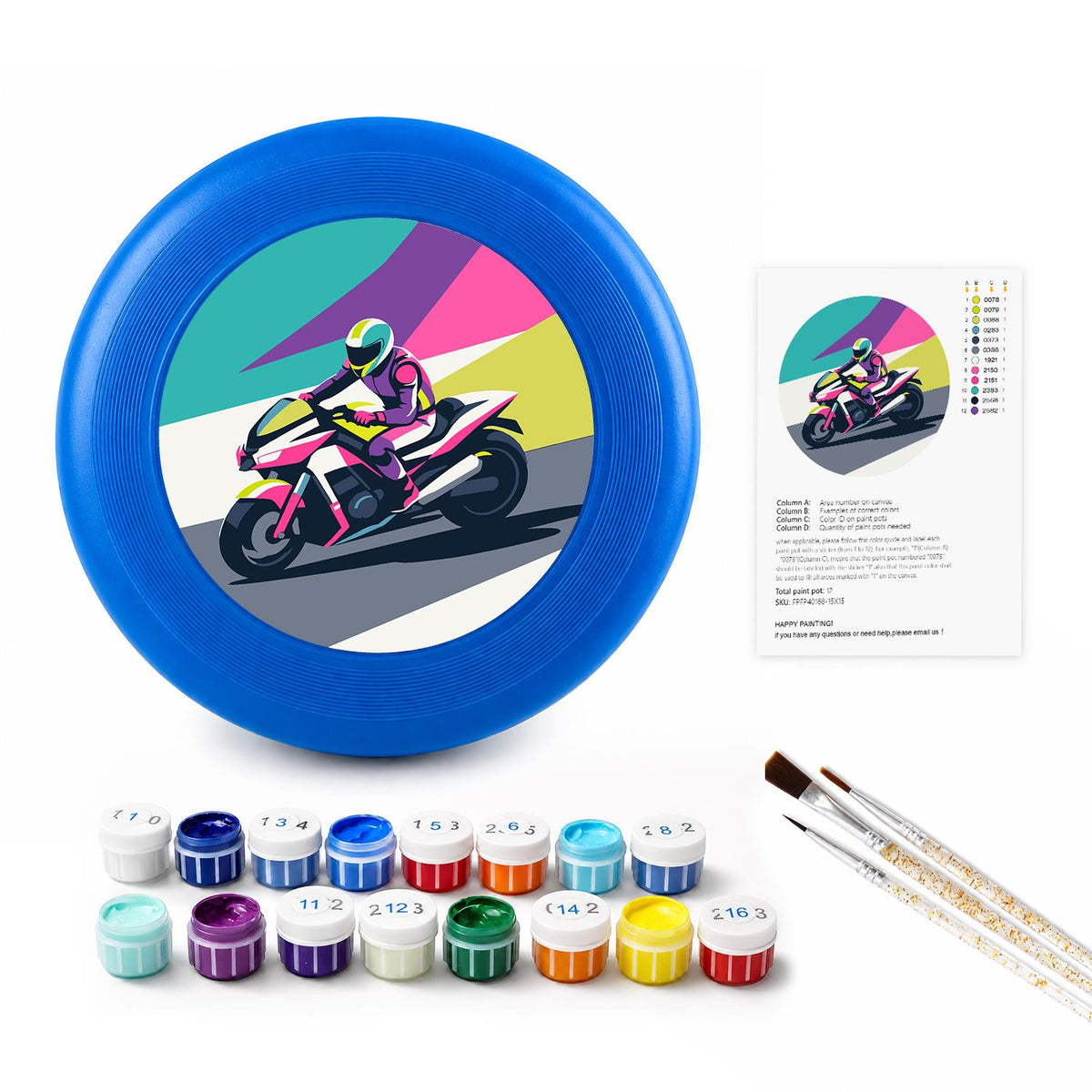 Speeding Motorcycle (Paint by Numbers Flying Disc)