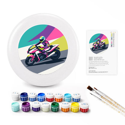 Speeding Motorcycle (Paint by Numbers Flying Disc)