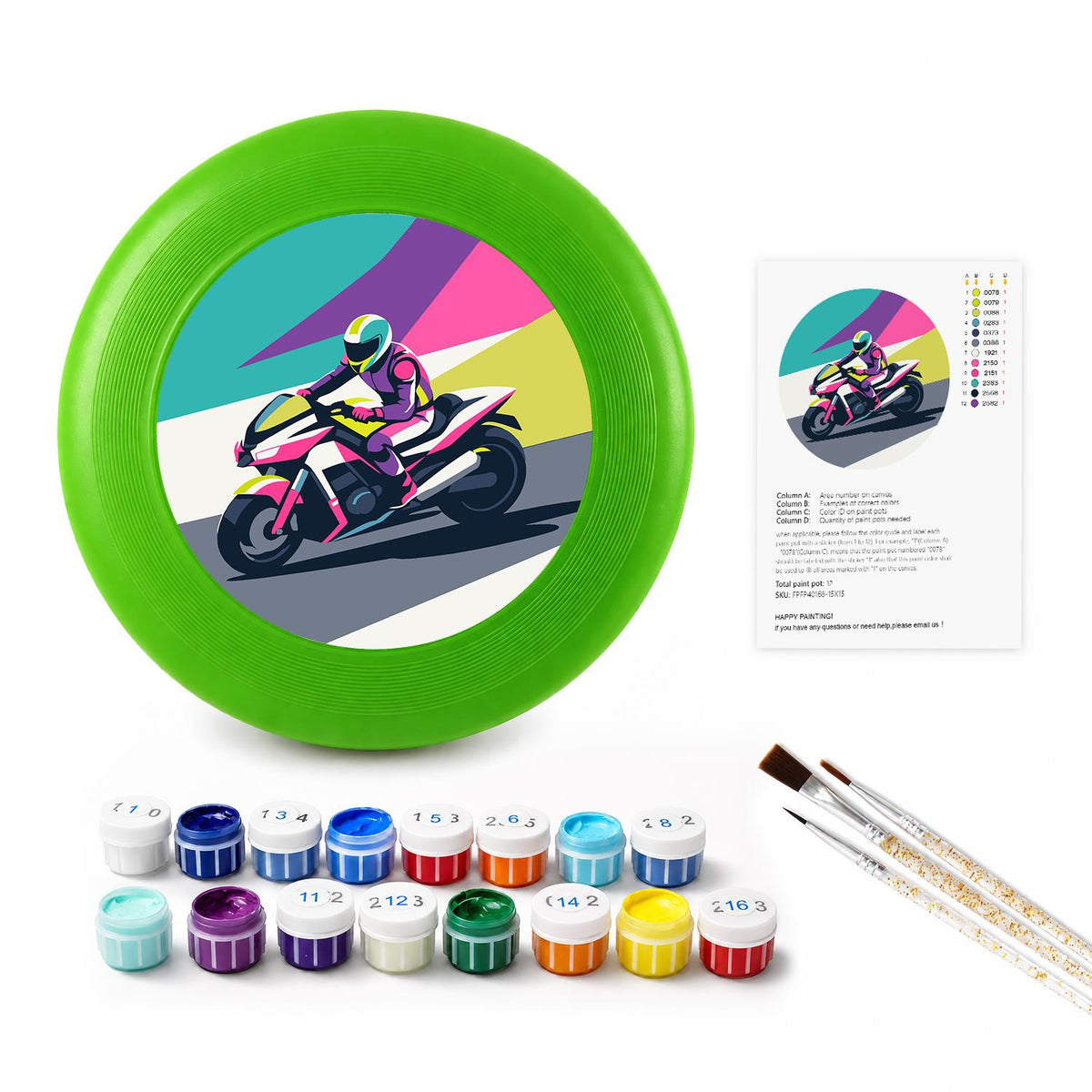 Speeding Motorcycle (Paint by Numbers Flying Disc)
