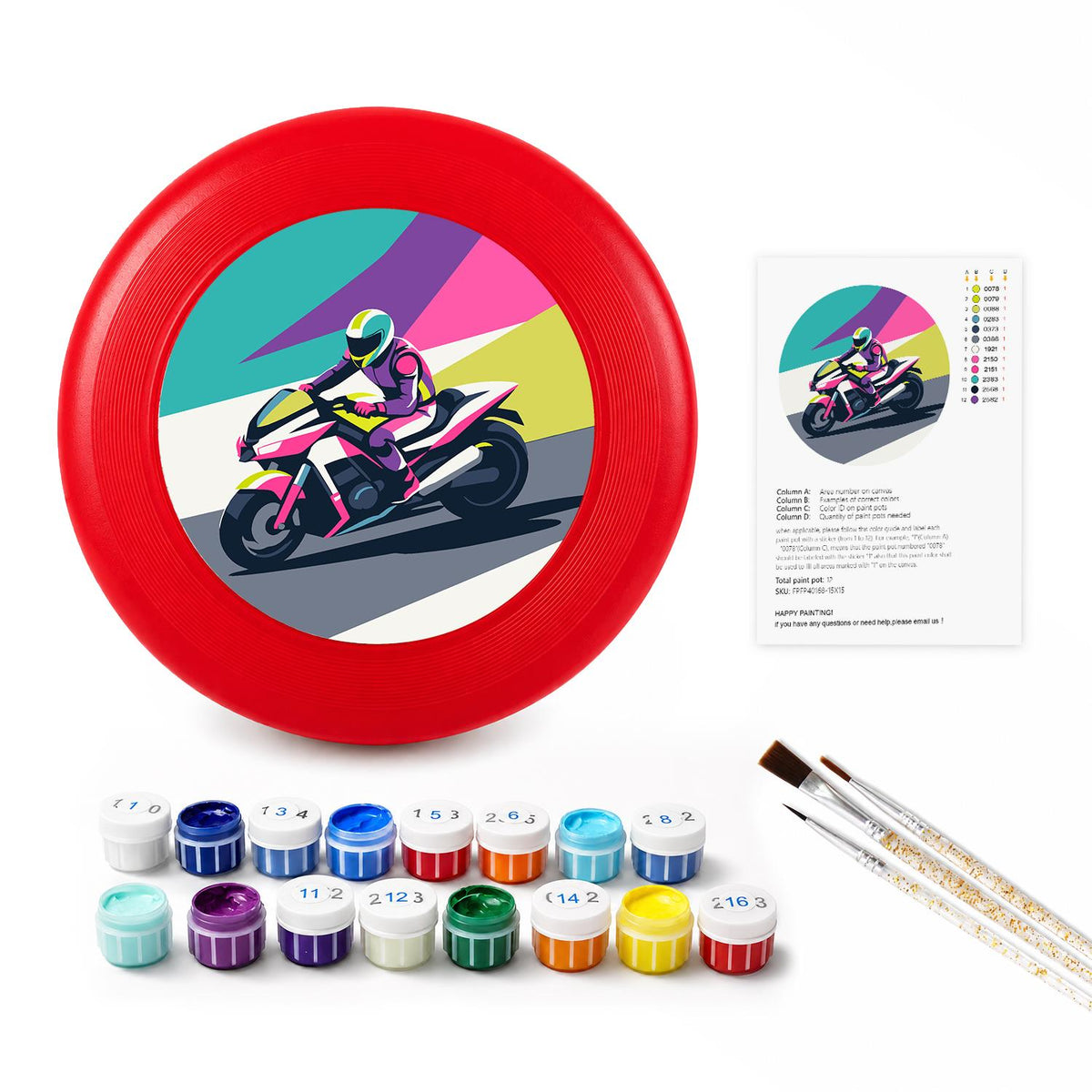 Speeding Motorcycle (Paint by Numbers Flying Disc)