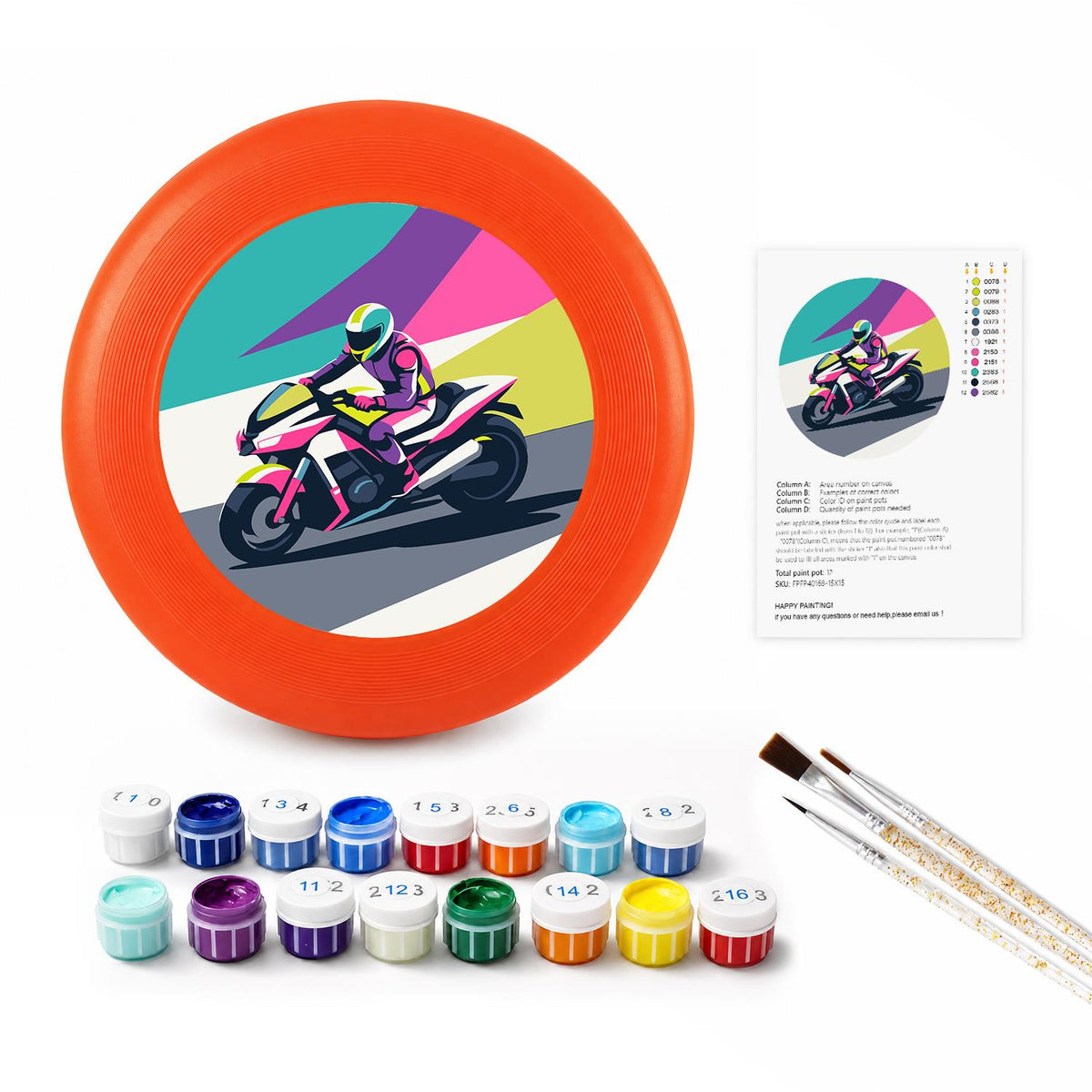 Speeding Motorcycle (Paint by Numbers Flying Disc)