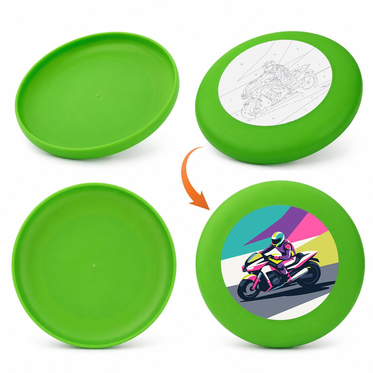 Speeding Motorcycle (Paint by Numbers Flying Disc)