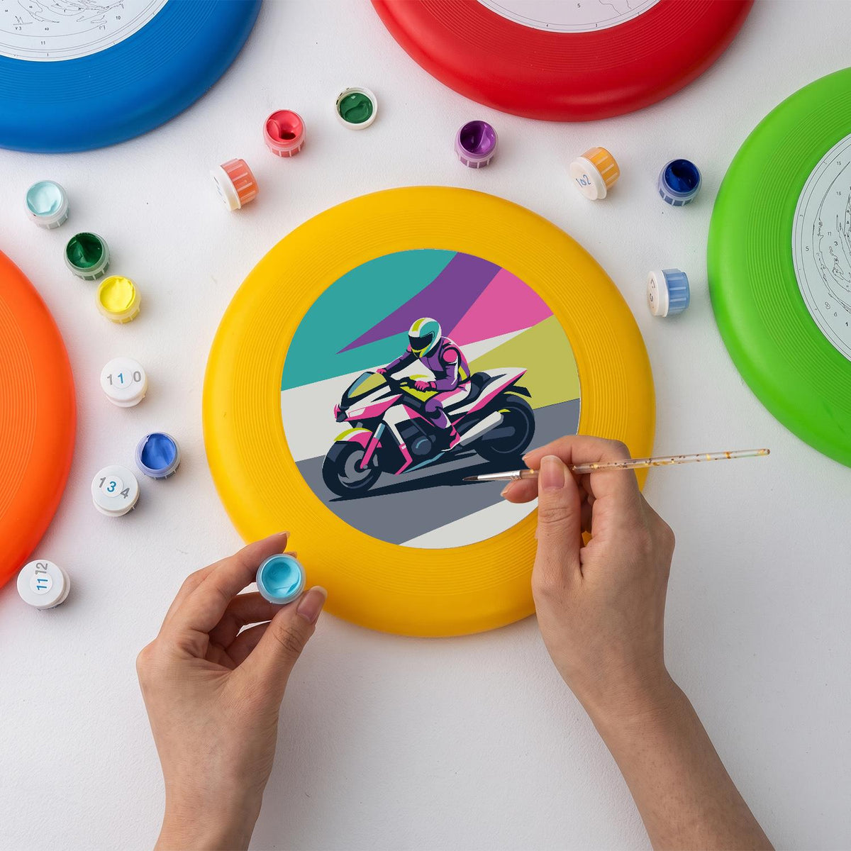 Speeding Motorcycle (Paint by Numbers Flying Disc)