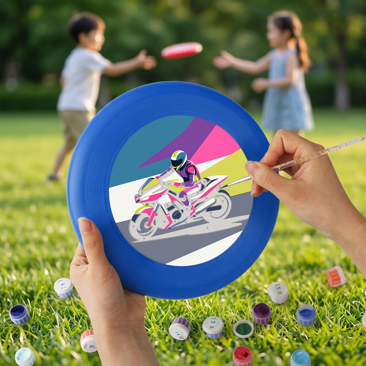 Speeding Motorcycle (Paint by Numbers Flying Disc)