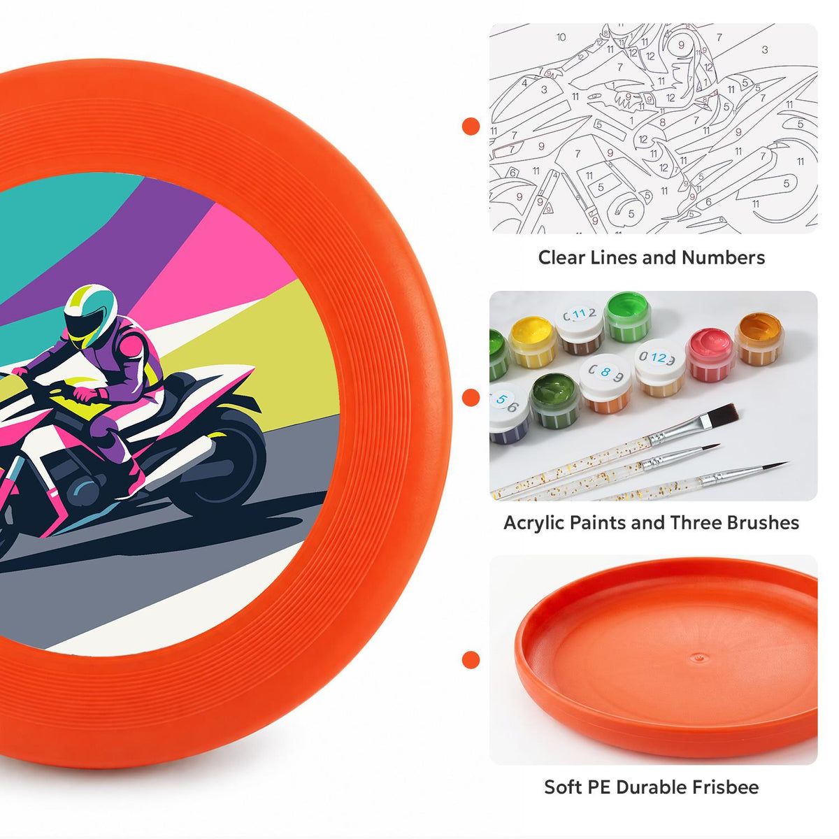 Speeding Motorcycle (Paint by Numbers Flying Disc)