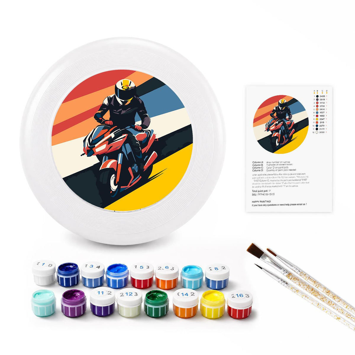 Motorcycle Racer (Paint by Numbers Flying Disc)