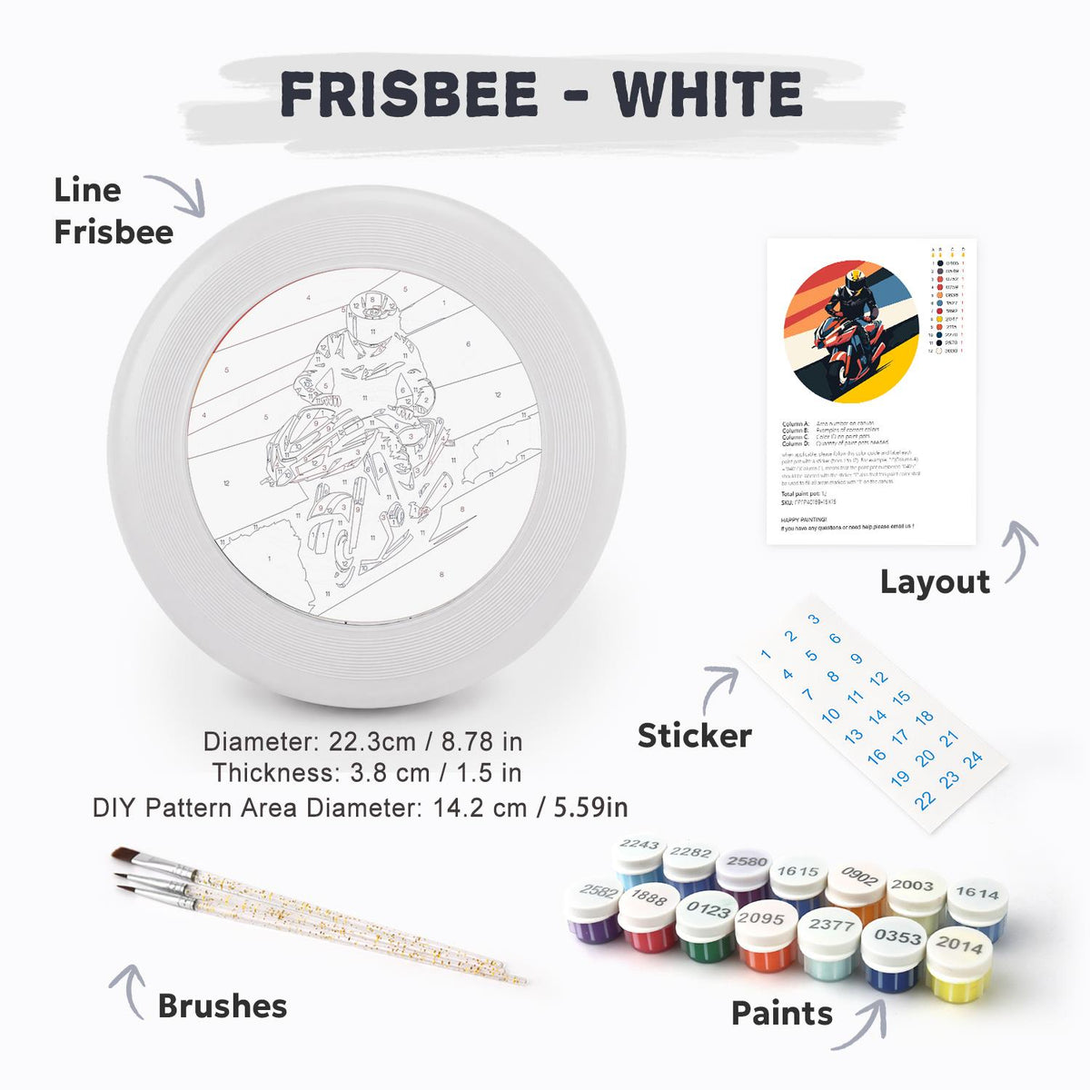 Motorcycle Racer (Paint by Numbers Flying Disc)