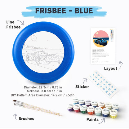 Blue Sports Car at Sunset (Paint by Numbers Flying Disc)