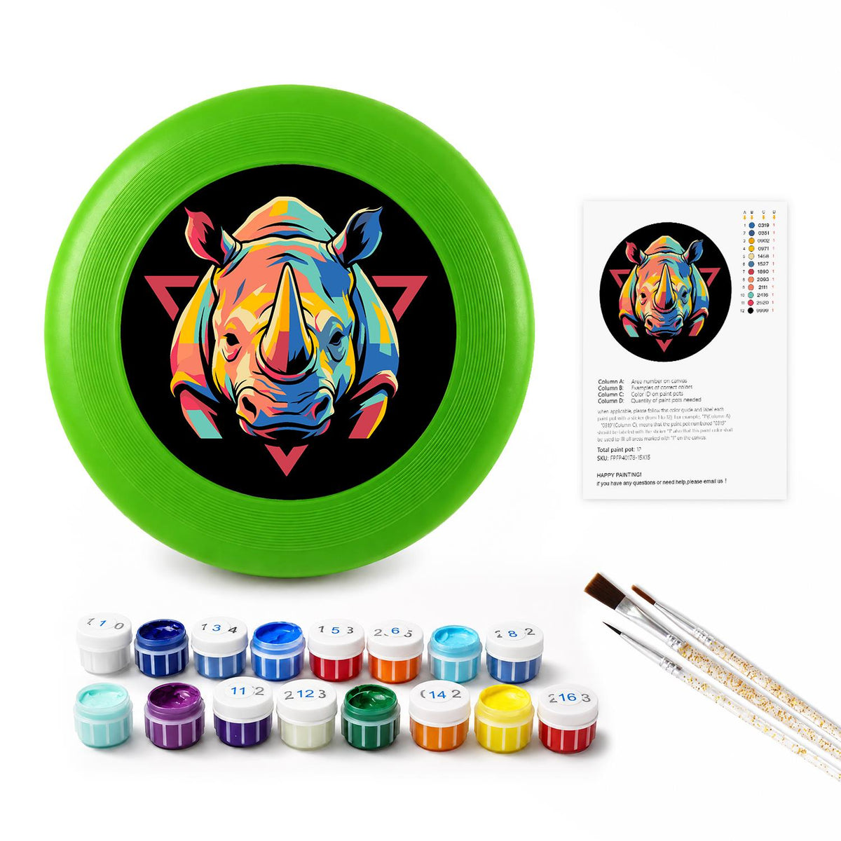 Neon Rhino (Paint by Numbers Flying Disc)