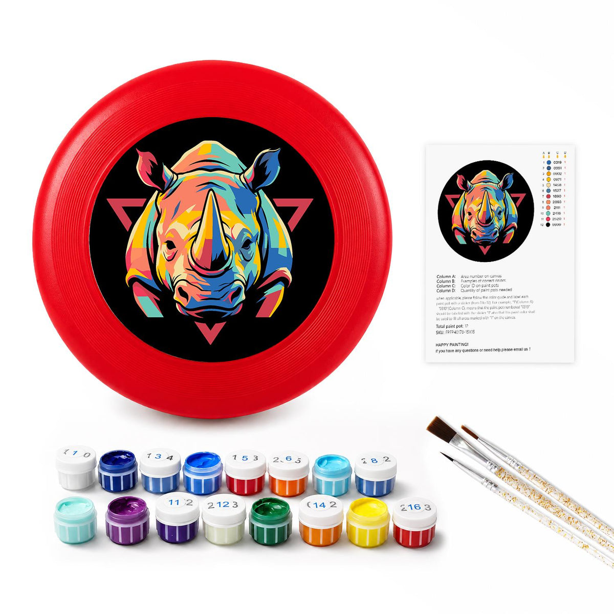 Neon Rhino (Paint by Numbers Flying Disc)
