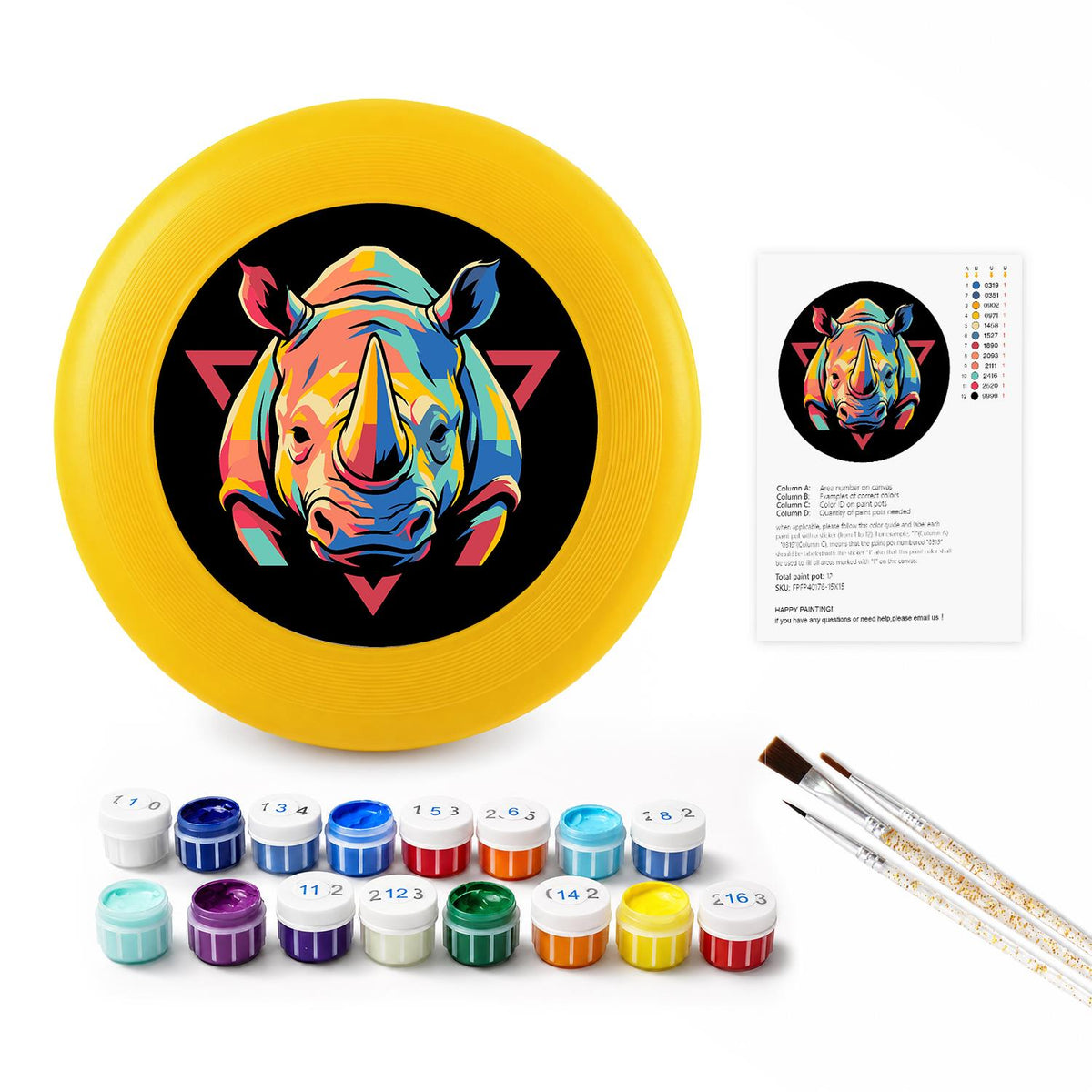 Neon Rhino (Paint by Numbers Flying Disc)
