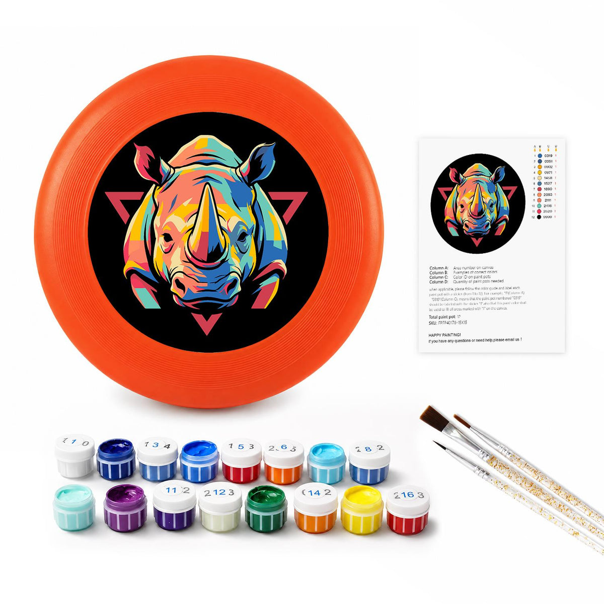 Neon Rhino (Paint by Numbers Flying Disc)