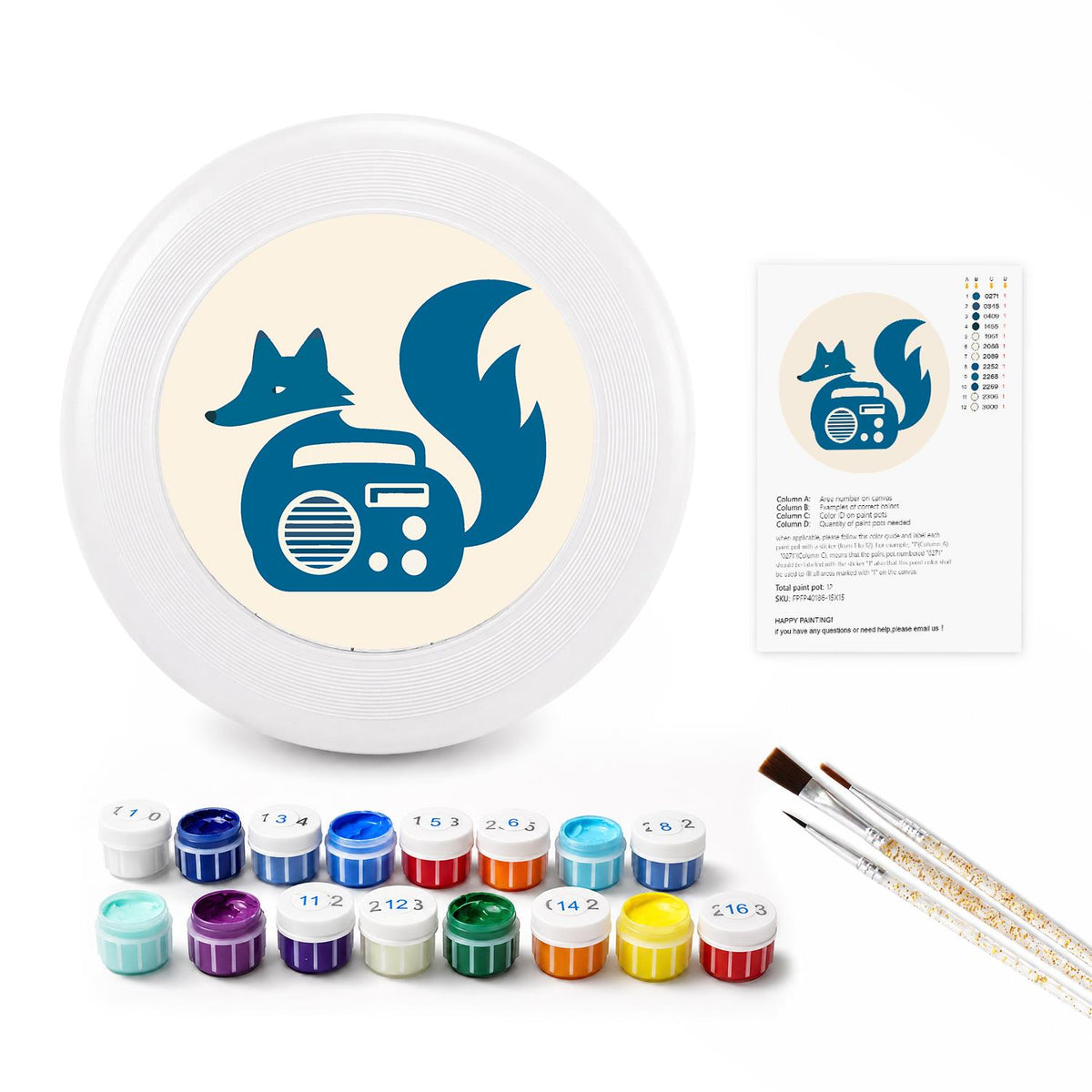 Fox and Radio (Paint by Numbers Flying Disc)